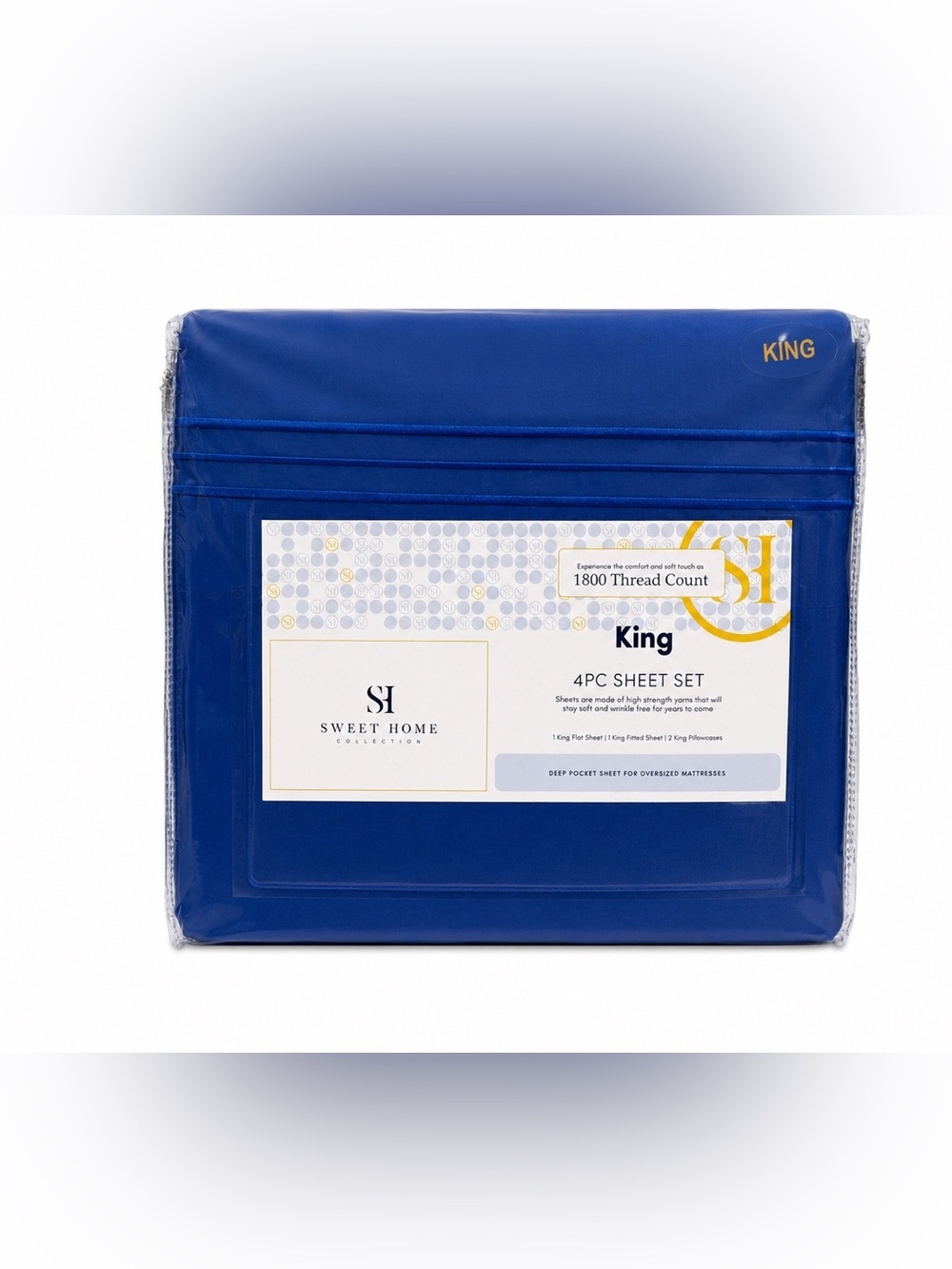 Sweet Home King 4-Piece Sheet Set in Royal Blue NIP